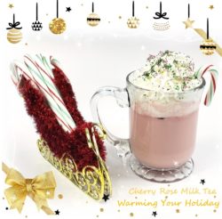 sakura milk tea with holiday decoration