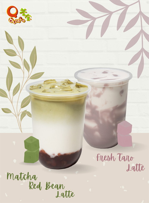 Fresh Milk Latte_matcha and taro