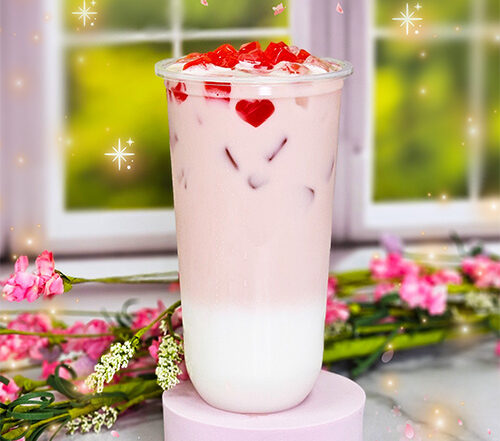 Qbubble Sakura Lychee Boba Milk Tea