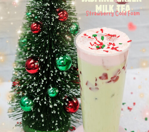 qbubble_jasmine green milk tea_strawberry cold foam