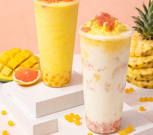 Qbubble-Pineapple, coconut mango boba