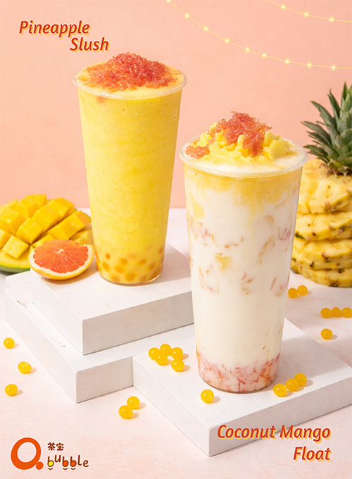 Qbubble-Pineapple, coconut mango boba