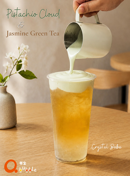Qbubble- Pistachio Milk Foam Jasmine Green Tea